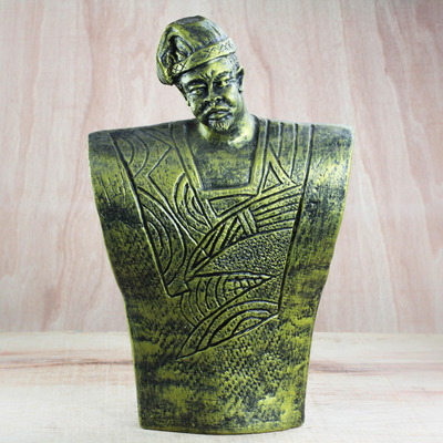 Keramikskulptur - Keramikskulptur eines armlosen Mannes aus Ghana