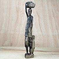Ebony wood sculpture, 'Returnees'