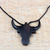 Ebony wood pendant necklace, 'Proud Bull' - Ebony Wood Bull Pendant Necklace from Ghana (image 2) thumbail