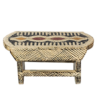 Wood decorative stool, 'African Kitchen' - Sese Wood and Aluminum Decorative Stool from Ghana