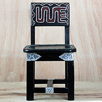 Wood decorative chair, 'Yoofi Delight' - Wood Aluminum and Recycled Plastic Decorative Chair