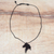 Ebony wood pendant necklace, 'Horse Profile' - Ebony Wood Horse Pendant Necklace from Ghana (image 2b) thumbail