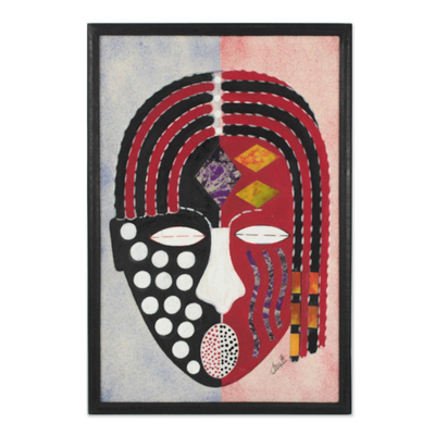 Batik-Baumwoll-Wandkunst, „Yaa Asantewaa“ – Batik-auf-Baumwoll-Porträt-Wandkunst aus Ghana