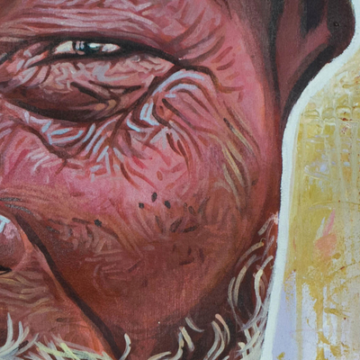 'Golden Gap' - Pintura impresionista firmada de un hombre riendo de Ghana