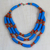 Recycled glass and plastic statement necklace, 'Azure Empress' - Blue and Orange Recycled Plastic Beaded Statement Necklace