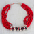Torsade-Halskette aus recyceltem Glas und Holz - Rote und weiße Perlenkette aus recyceltem Glas und Sese-Holz