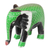 Holzskulptur, 'Elefantenabstammung'. - Grüne und schwarze Elefantenskulptur aus Seseholz aus Ghana