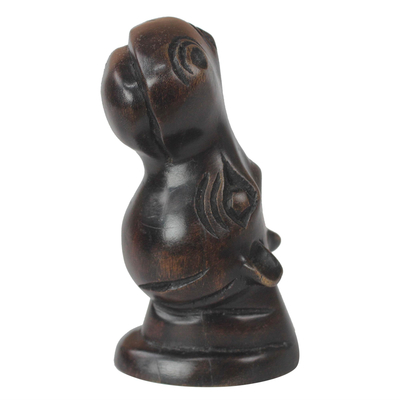 Ebony wood sculpture, 'Hippo Head' - Ebony Wood Hippo Bust Sculpture from Ghana
