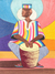 Seidene Wandkunst, 'Ein Trommler' - Seidenwandkunst eines afrikanischen Trommlers aus Ghana