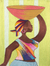 Seidenwandkunst, „Ein nebliger Tag in Tamale“. - Seidenwandkunst einer afrikanischen Frau aus Ghana