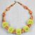 Recycled glass and plastic beaded pendant necklace, 'Beautiful Lorlor' - Recycled Glass and Plastic Beaded Pendant Necklace in Yellow