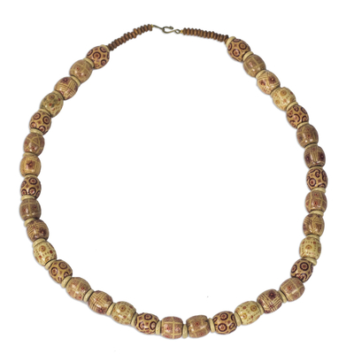 Artisan Crafted Brown Sese Wood Beaded Necklace