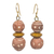 Ceramic and wood dangle earrings, 'Terracotta Splendor' - Ghanaian Terracotta Ceramic and Sese Wood Dangle Earrings (image 2a) thumbail