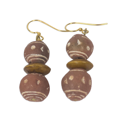Ohrhänger aus Keramik und Holz - Ohrringe aus ghanaischer Terrakotta-Keramik und Sese-Holz