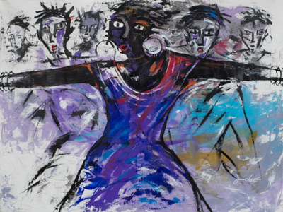Freiheit II‘ (2017) – Signierte expressionistische Malerei von Frauen aus Ghana (2017)