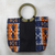 Handtasche mit Baumwollgriff - Handtasche aus blauer und orangefarbener Baumwolle mit ghanaischem Print und Henkel