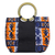 Cotton handle handbag, 'Segmented Splendor' - Blue and Orange Cotton Ghanaian Print Handle Handbag