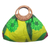 Cotton and rattan handle handbag, 'Colors of Accra' - Green Stars and Flowers Cotton and Rattan Handle Handbag