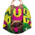 Cotton and rattan handle handbag, 'Colors of Accra' - Green Stars and Flowers Cotton and Rattan Handle Handbag