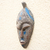 Máscara africana de aluminio y madera, 'Akoma Pa' - Máscara africana de aluminio y madera azul y negra de Ghana