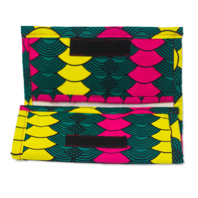 Cotton wallet, 'Ntoma Colors' - Colorful Printed Cotton Wallet from Ghana