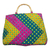 Cotton handle handbag, 'Chevron Style' - Pink Green and Yellow Chevron Cotton Handle Handbag