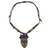 Wood pendant necklace, 'Baule Mask' - Handmade Sese Wood Baule Mask Pendant Necklace from Ghana