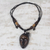 Wood pendant necklace, 'Tribal Mask' - Wood African Mask Pendant Necklace with Adjustable Length (image 2) thumbail