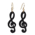 Ebony wood dangle earrings, 'Double Treble' - Handcrafted Treble Clef Motif Ebony Wood Dangle Earrings thumbail