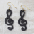 Ebony wood dangle earrings, 'Double Treble' - Handcrafted Treble Clef Motif Ebony Wood Dangle Earrings (image 2b) thumbail