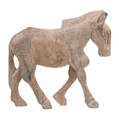 Artisan Crafted Sese Wood Ghanaian Horse Sculpture