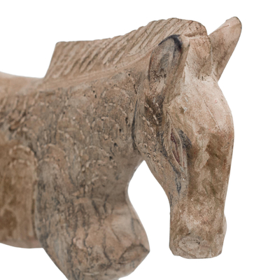 Wood sculpture, 'Noble Steed' - Artisan Crafted Sese Wood Ghanaian Horse Sculpture