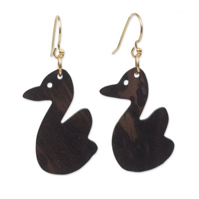 Ebony wood dangle earrings,