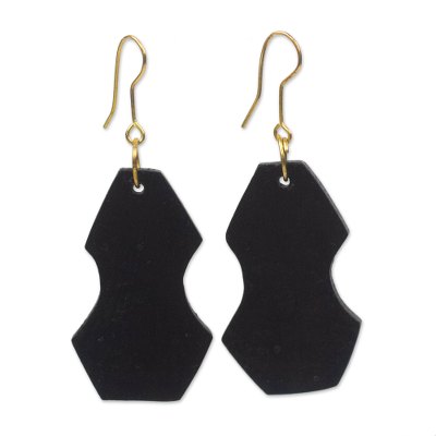 Ebony wood dangle earrings,