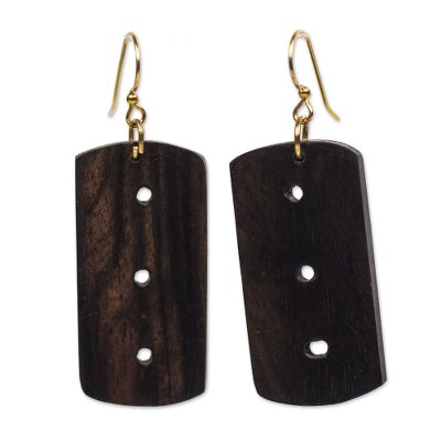 Ebony wood dangle earrings,