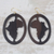 Ebony wood dangle earrings, 'Africa Encircled' - Handcrafted Oval Ebony Wood Africa Continent Dangle Earrings (image 2b) thumbail