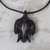 Wood pendant necklace, 'Ram' - Leather and Wood Ram's Head Pendant Necklace