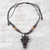 Wood pendant necklace, 'Horned Goat' - Wood Goat Head Pendant Necklace from Ghana Adjustable Length (image 2) thumbail