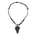 Wood pendant necklace, 'Horned Goat' - Wood Goat Head Pendant Necklace from Ghana Adjustable Length (image 2a) thumbail