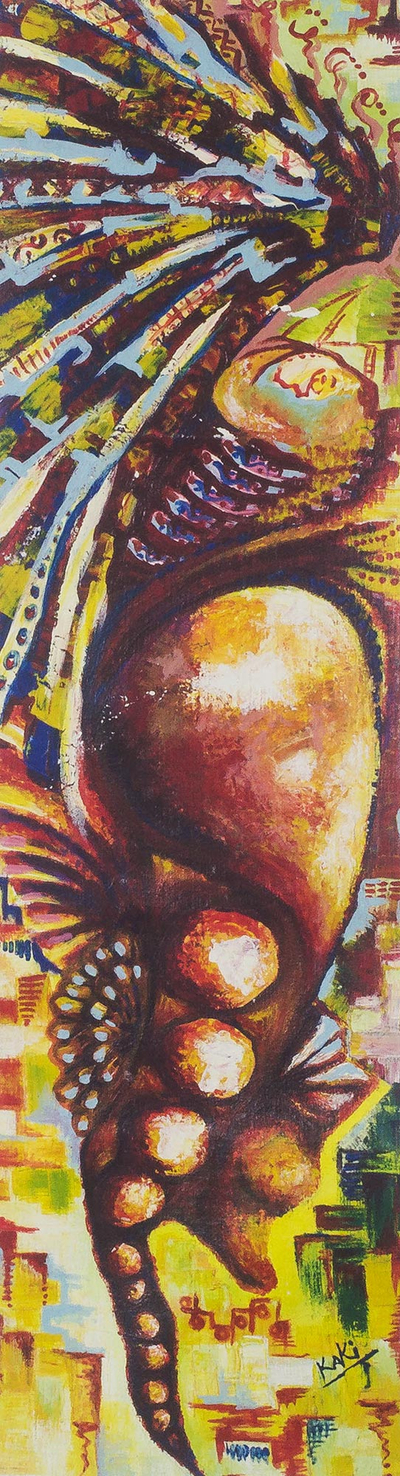 'Native Indian' - Signed Abstract Painting from Ghana
