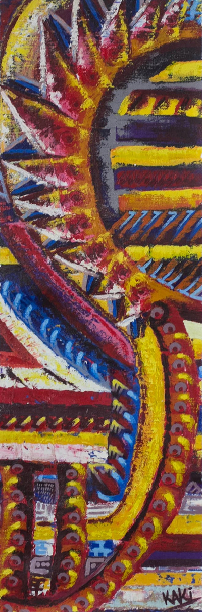 'Energy' - Signed Multicolored Abstract Painting from Ghana