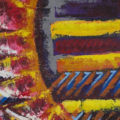 Energie'. - Signierte mehrfarbige abstrakte Malerei aus Ghana