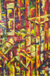 'Farbige Stadt - Signierte bunte abstrakte Malerei aus Ghana