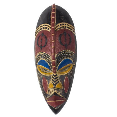 Gye Nyame African Sese Wood Mask from Ghana