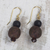 Recycled glass beaded dangle earrings, 'Renewed Strength' - Brown-Black Recycled Glass and Plastic Bead Dangle Earrings