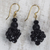 Recycled glass beaded dangle earrings, 'Renewed Fervor' - Black Recycled Glass and Plastic Bead Dangle Earrings