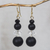 Recycled glass beaded dangle earrings, 'Sudden Clarity' - Black and Clear Recycled Glass and Plastic Dangle Earrings