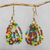 Recycled glass beaded dangle earrings, 'Renewed Energy' - Colorful Recycled Glass and Plastic Bead Dangle Earrings
