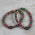 Recycled glass and plastic beaded stretch bracelets, 'Gathering of Colors' (pair) - Recycled Plastic and Glass Beaded Pair of Stretch Bracelets