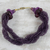 Recycled glass beaded torsade bracelet, 'Violet Horizon' - Artisan Crafted Purple Recycled Glass Beaded Bracelet